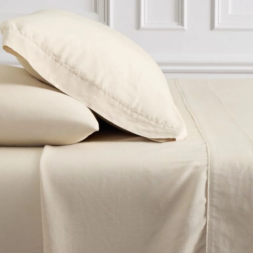 West Elm Signature Tencel Linen Sheet Set, Queen, Sand, Retail $249.00 USD